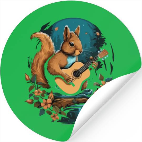 Squirrel playing a guitar Stickers