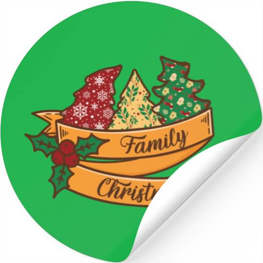 Xmas Family Christmas Mistletoe Fir Tree Stickers