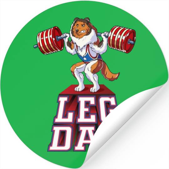 Leg Day Sheltie Weight Lifting Squat Gym Stickers