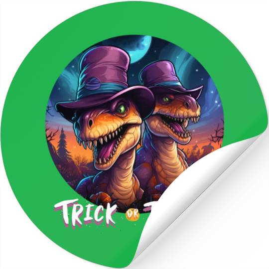 Halloween Dinosaur Velociraptor Trick or Treat Stickers