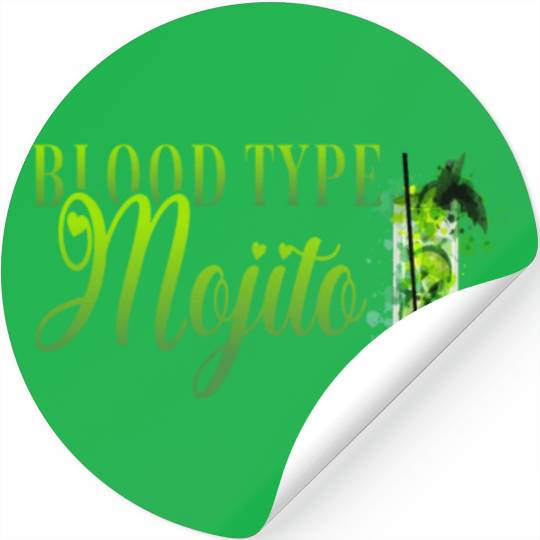 Blood Type Mojito Cocktail Bartender Stickers