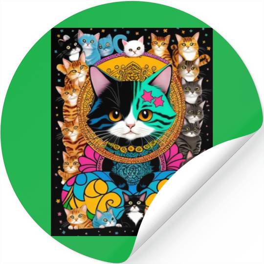 Cat God with Creepy Friends Stickers