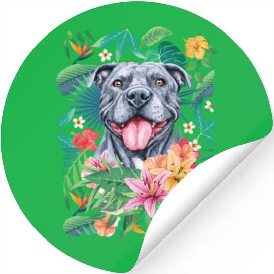 Tropical Gray Pit Bull Pitbull Stickers