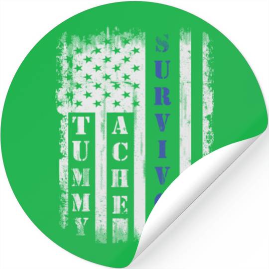 Tummy Ache Survivor Us Flag Stomachache Ibs Funny Stickers