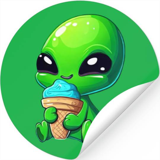 Alien Extraterrestrial Ice Blue Green Stickers