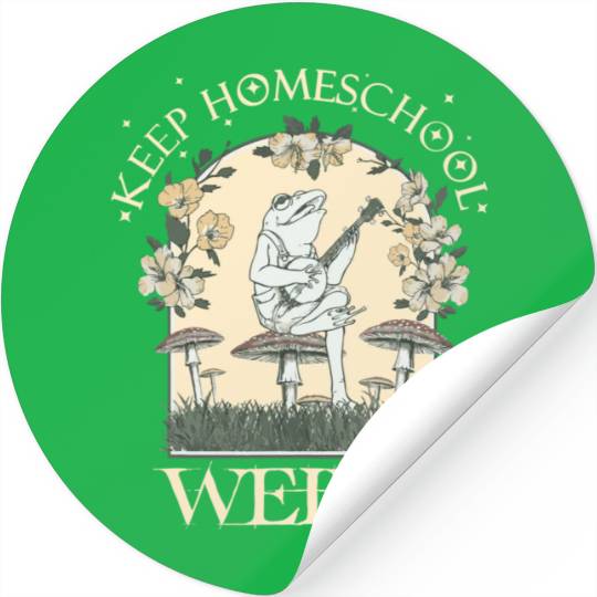 Retro Keep Homeschool Weird Mom Frog Cottagecore Stickers