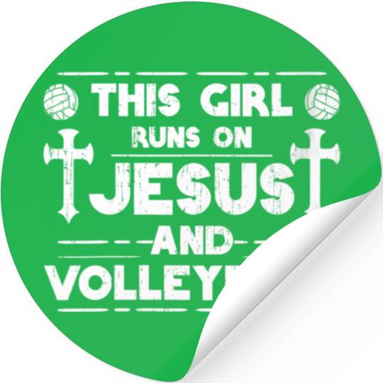 Runs On Jesus And Volleyball Stickers