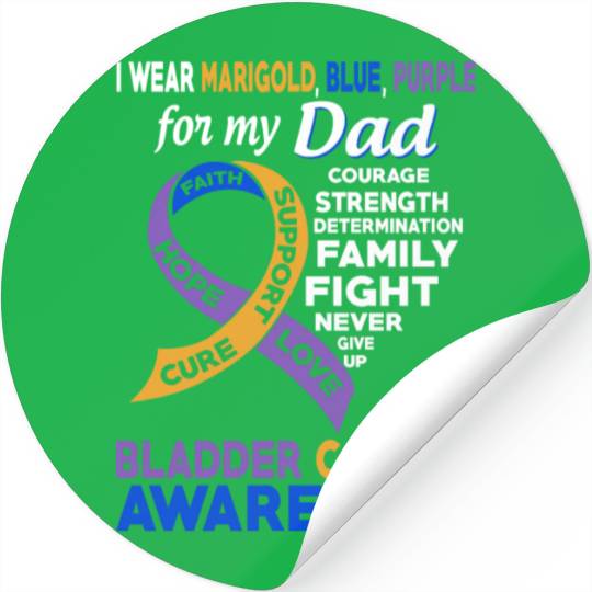 I Wear Marigold Blue Purple For My Dad Bladder Stickers