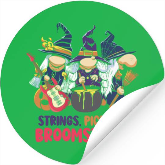 Strings Picks and Broomsticks Witch Halloween Stickers
