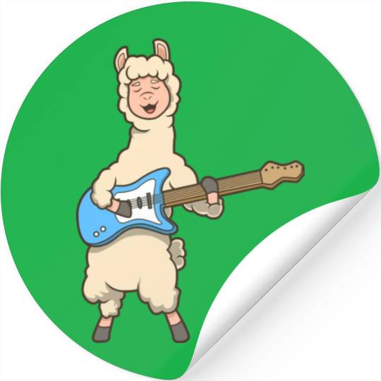 Comic Llama Plays Electric Guitar Stickers