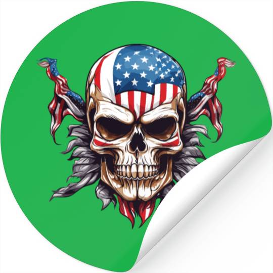 A skull color America flag Stickers Design
