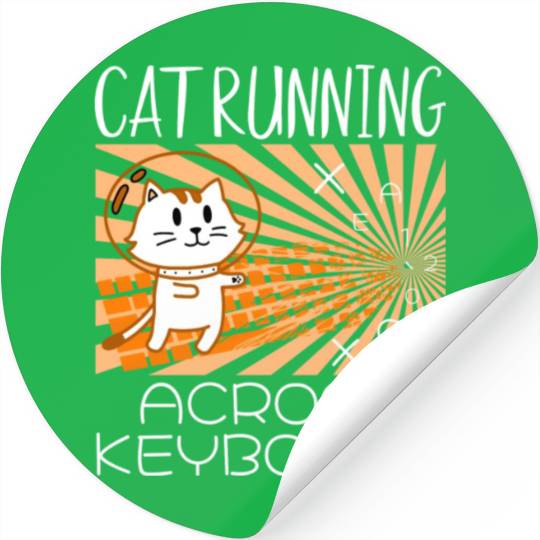 Cat Running Keyboard Across The Space Cat Riding Stickers