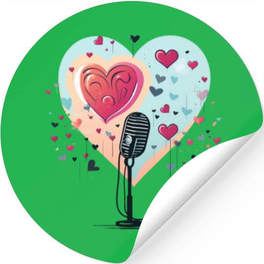 Microphone, music, singer, artist, heart, gift Stickers