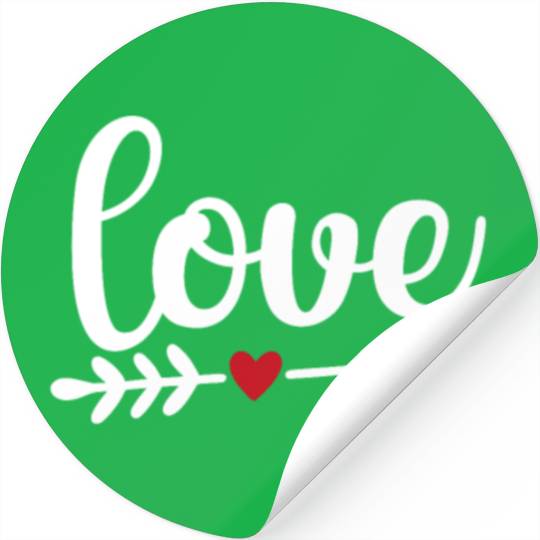 Love With Arrow And Red Heart Stickers