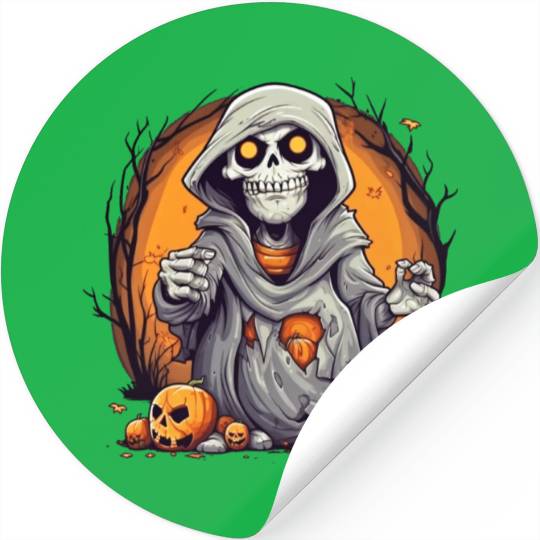 Eerie Halloween Ghoul Art, Spooky Season Delight 5 Stickers
