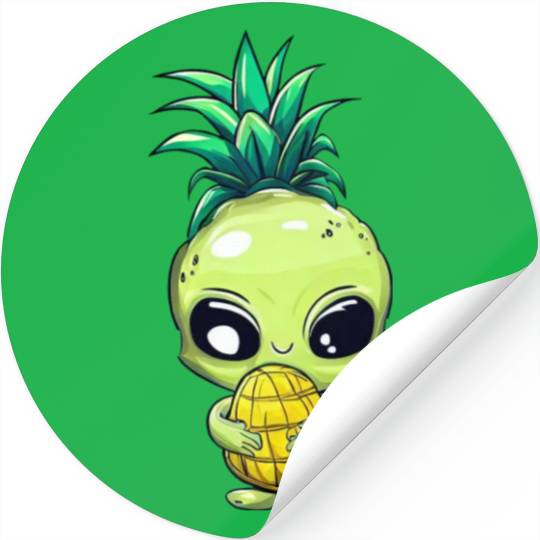 Alien with Pineapple Hair Stickers