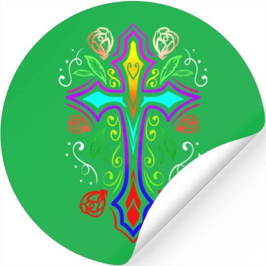 Day Of The Dead Cross Dia De Los Muertos Stickers