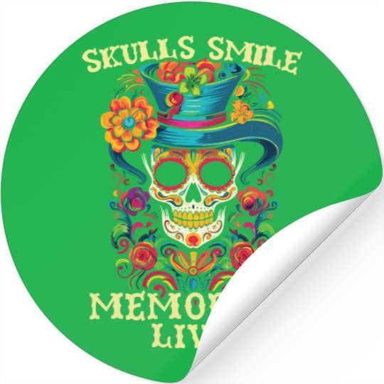 Dia De Los Muertos Sugar Skull Mexican Holiday Stickers