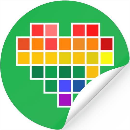 Rainbow Pixel heart Stickers