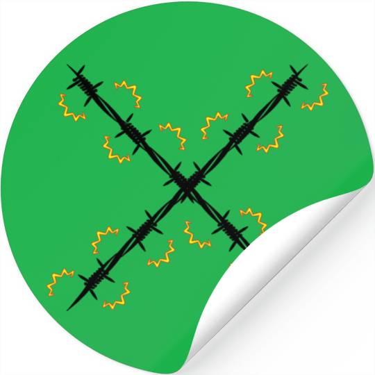 Electric fence barbed wire cross Stickers