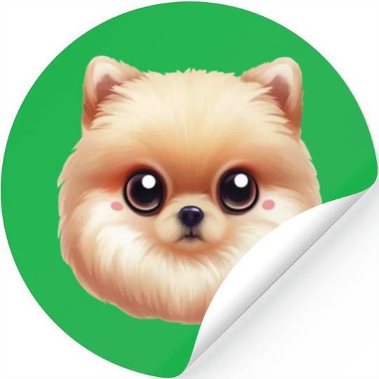 Playful Pomeranian Artwork Stickers