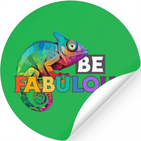 Be fabulous! with rainbow colored chameleon Stickers