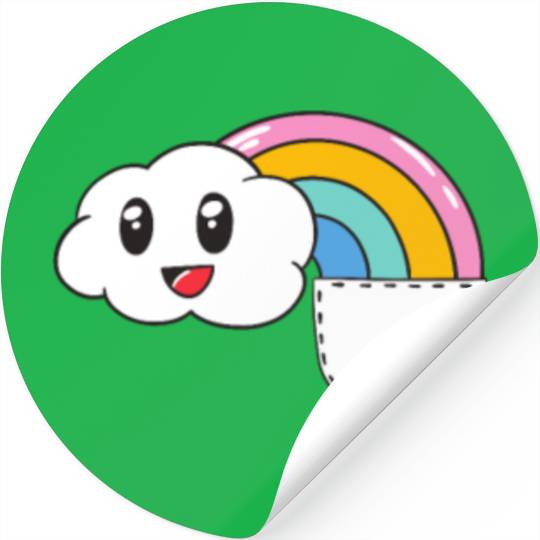 Pocket Rainbow Kawaii Cloud Cute Funny Stickers