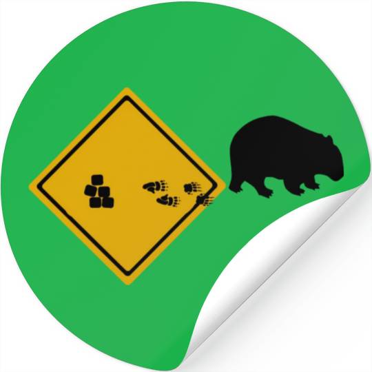 Wombat Poop Cubes Road Sign Stickers