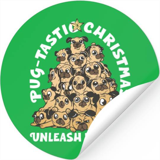 Pug Christmas Pug Santa Pug ornament Pug tree Pug Stickers