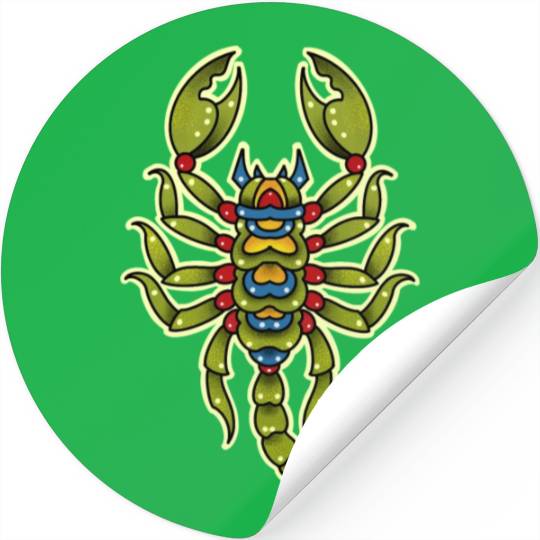 Neotraditional Scorpio In Green Stickers