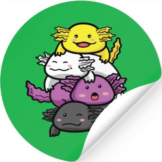 Axolotl Nonbinary Flag Kawaii Stickers