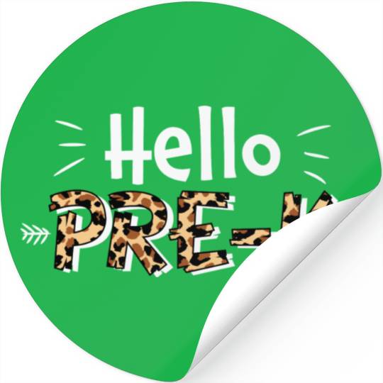 Hello Pre K Back To School Leopard Print Matching Stickers
