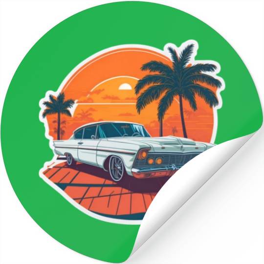Classic Car Charm: Miami Street Nostalgia Stickers