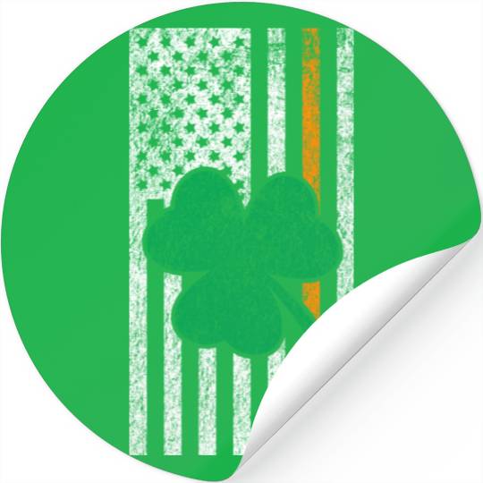 Vintage Irish Lucky Shamrock American Flag St Stickers