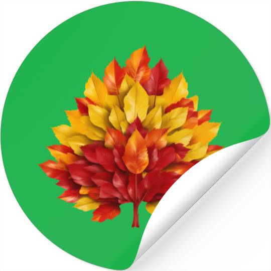 Autumn in Spain: Yellow-Red Leaves Reflecting the Stickers
