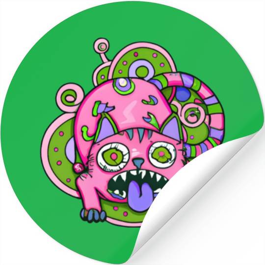 Psychedelic Trippy Cat Stickers