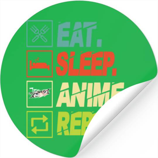 Eat Sleep Anime Repeat Ramen Kawaii Japanese Manga Stickers