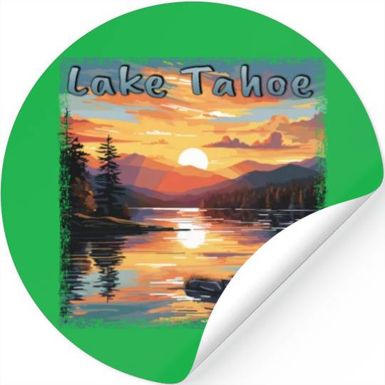Grunge Sunset: Vacation at Lake Tahoe, Stickers