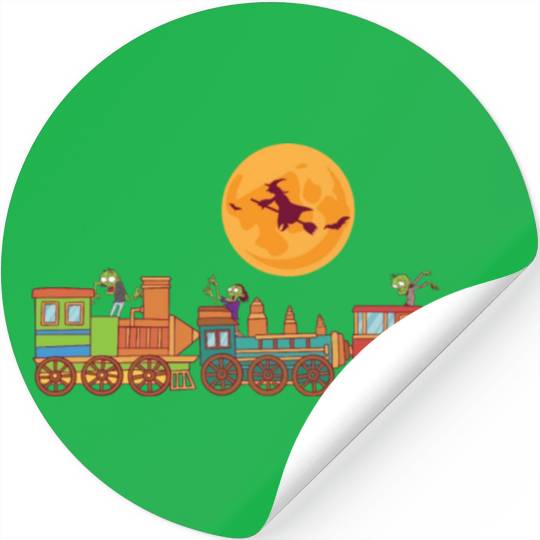 Spooky Halloween Ghost Train Zombie Boo Trick Or Stickers
