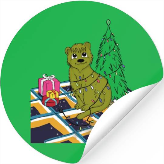 Cat Christmas Light Stickers Funny Cat Lover