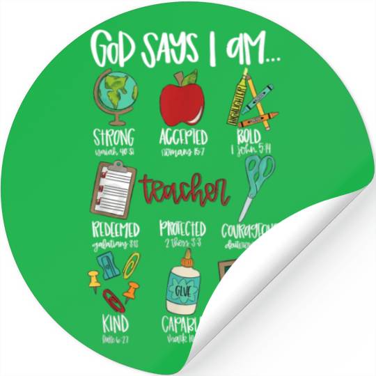 God Says I Am Teacher Stickers