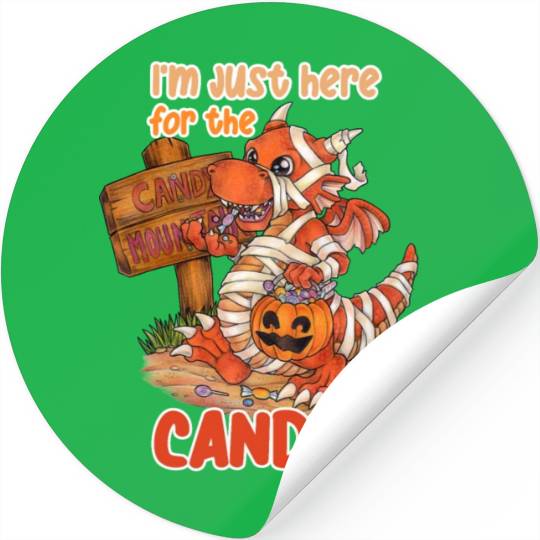 I'm Just Here For Candy Halloween Dragon Mummy Stickers