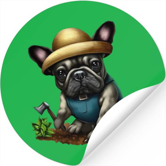 French Bulldog The Gardener Stickers