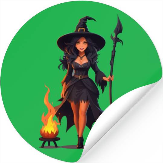 The evil witch and her black cat Stickers