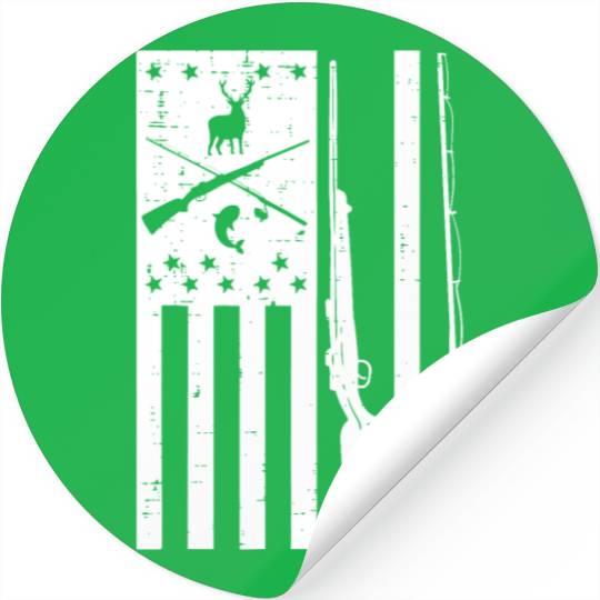 White US Flag Rifle Fishing Rod Fish Deer Hunting Stickers