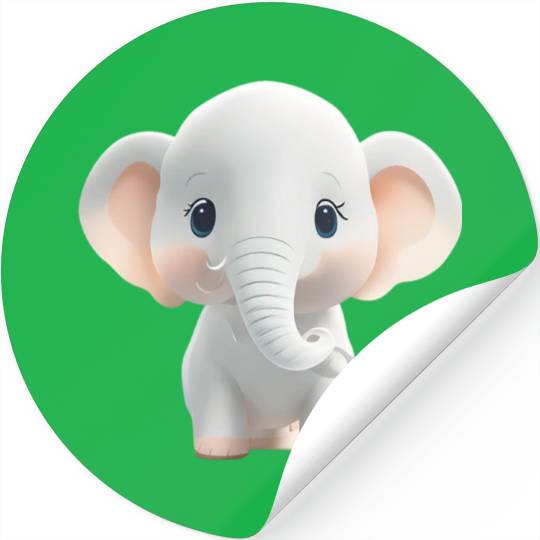 Charming Baby Elephant Innocent Wildlife Beauty Stickers