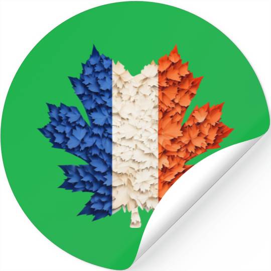 French Flag in Autumn Leaves: Maple Leaf Design Stickers