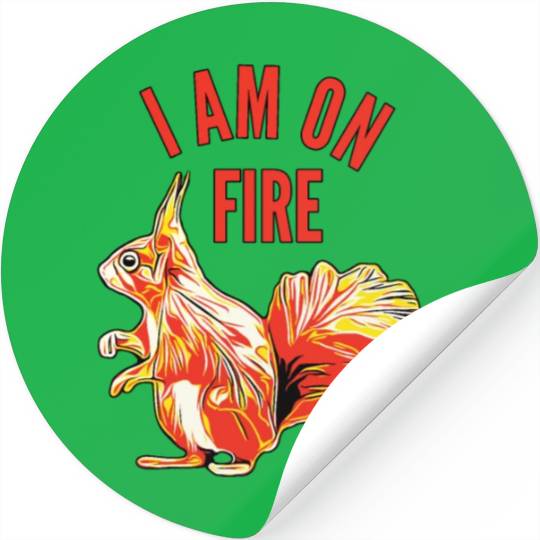 Squirrel I am on Fire Stickers