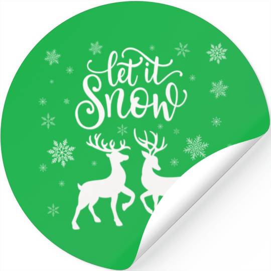 Let It Snow With Deer And Snowflakes Stickers