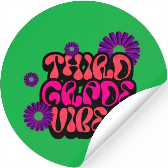 Fourth Grade Vibes for School Guys Neon Colors Stickers